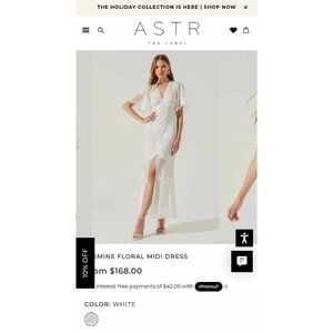 ASTR The Label White Jasmine Floral Midi Dress (XS)